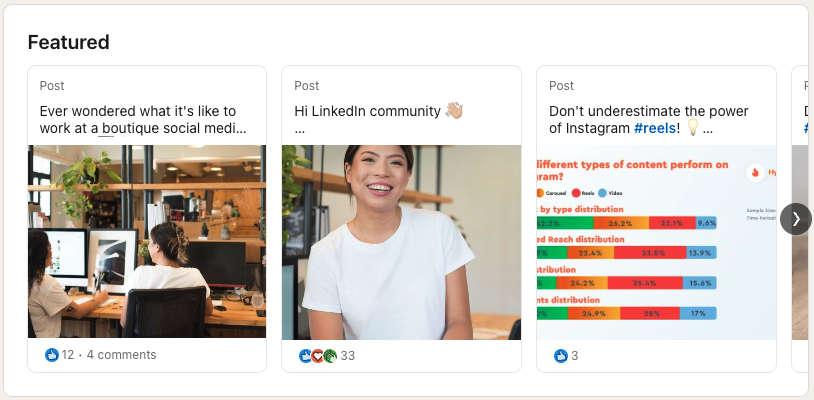 LinkedIn featured content example