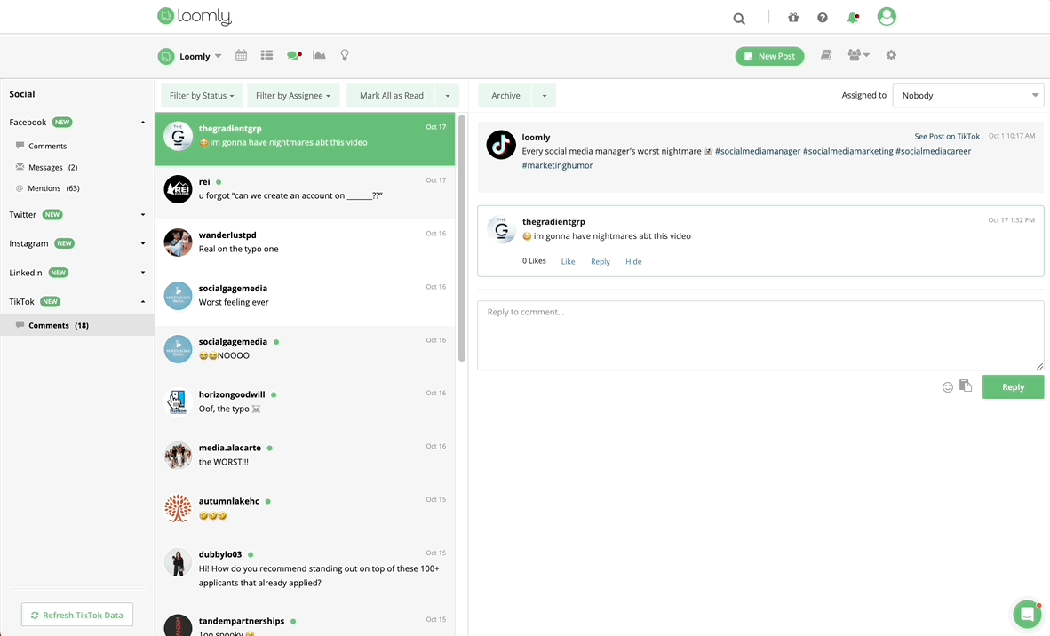 TikTok Interactions - Filtering