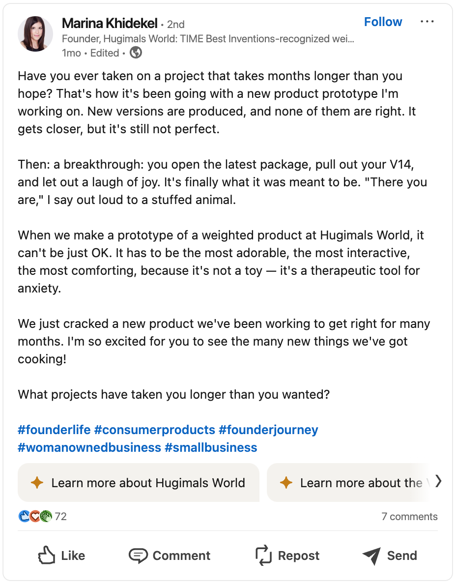 LinkedIn post ideas – Build in public – Marina Khidekel