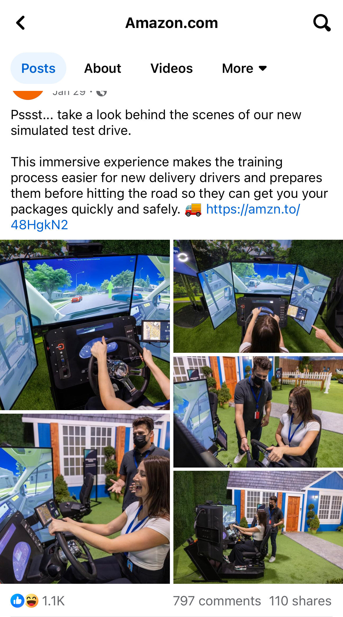 A screenshot of Amazon’s Facebook campaign for hiring drivers